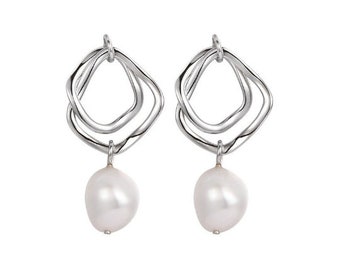 Freshwater Pearl Drop Earrings, Bridal Pearl Earrings, Pearl Dangle Earrings, Wedding Earrings, Valentine's Gift, Bridesmaids Gift