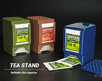 Tea Bag Dispenser – Kumiko Pattern | Refillable Organizer