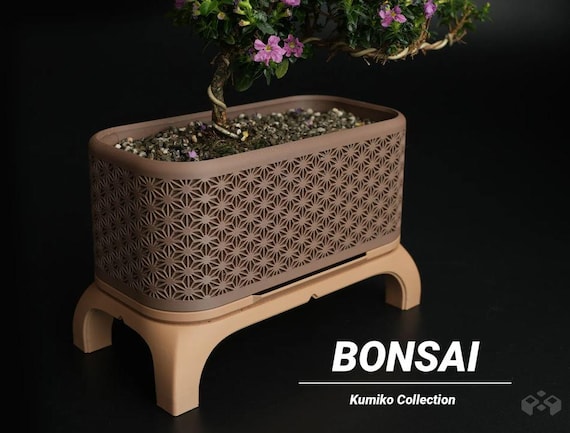 Kumiko Bonsai Planter with Legs (Rectangle)