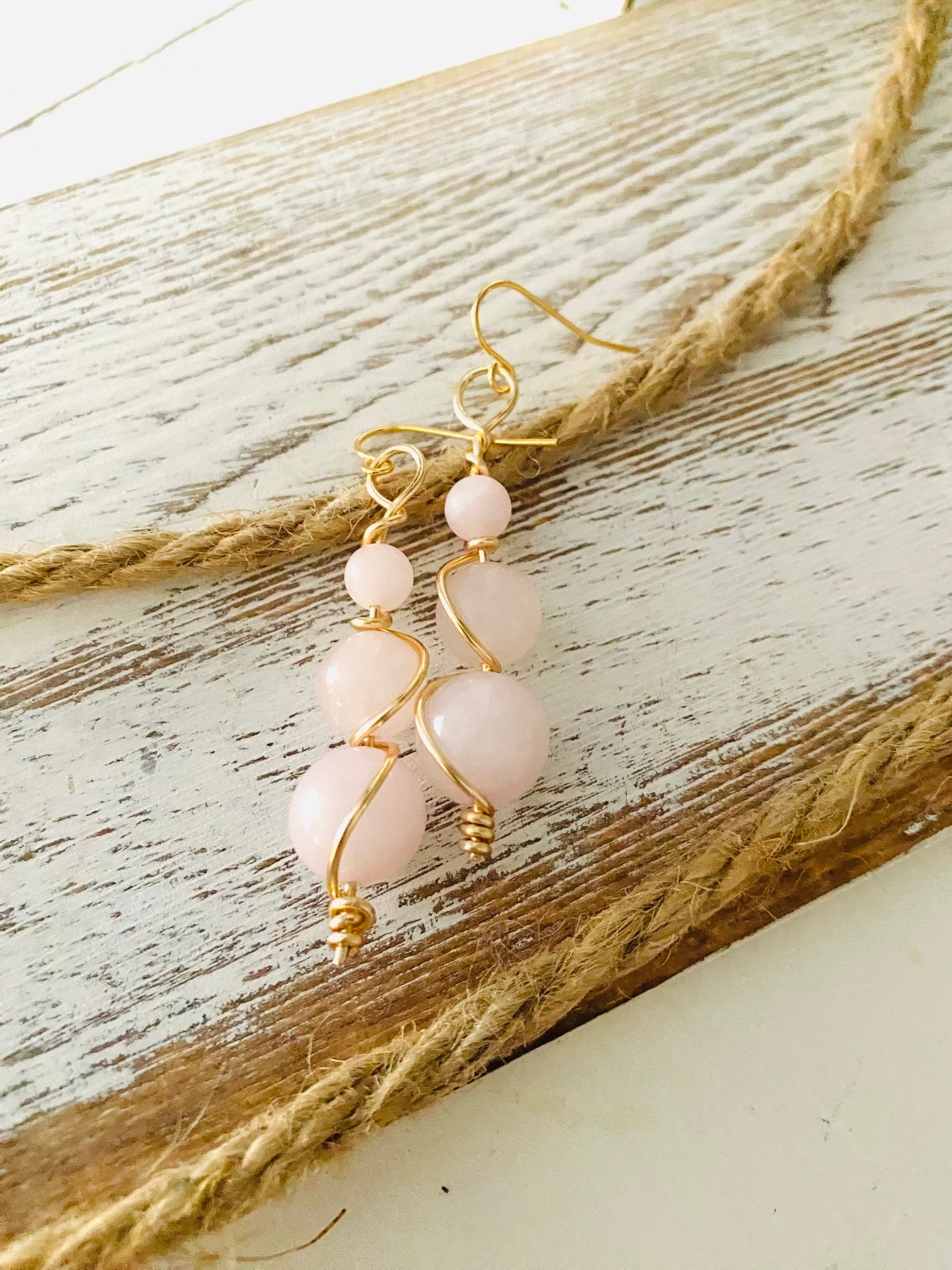 Rose quartz dangle best sale earrings