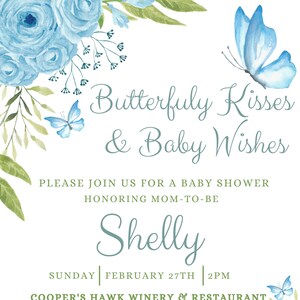 Butterfly Kisses & Baby Wishes- Boy- Baby Shower Invitation