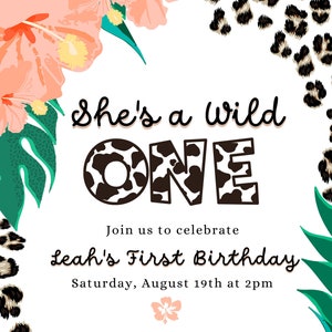 She's a Wild One - Animal Print - Geburtstagsparty-Einladung