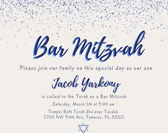 Bar Mitzvah Invitation- Blue