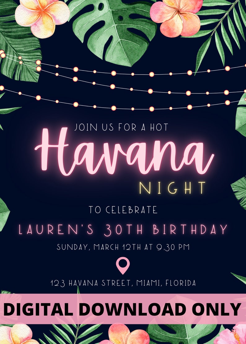 Havana Nights Birthday Invitation - Etsy