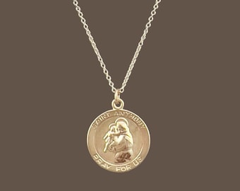 14k Gold Filled Saint Anthony Necklace, Gold Coin Necklace, Layering, Religious Jewelry
