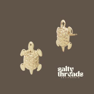 14k Gold Filled Sea Turtle Earrings, Minimalist Earring, Small Studs, Delicate Studs, Beach Themed, Gold Turtle