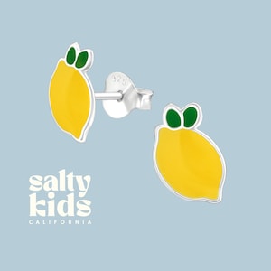Lemon Earrings Studs, Kids Studs, Lemons Earrings, Fruit Earrings, Sterling Silver, Hypoallergenic, Girls Earrings, Food Earrings