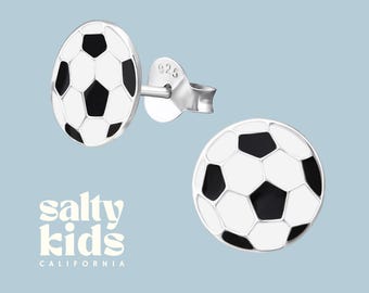 Soccer Ball Stud Earrings, Sports Earrings, Kids Studs, Soccer Ball Studs, Sterling Silver