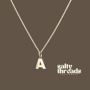 14k SOLID GOLD Initial Block Necklace, Mini Initial Pendant, Personalized Necklace, Gold Letter Charm Necklace, Delicate Gold Necklace