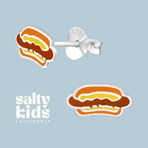 Hot Dog Earrings Studs, Kids Studs, Food Earrings, Fun Studs, Sterling Silver
