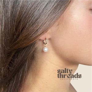 14K Gold Filled Freshwater Pearl Hoop Earrings, Hollow Hoops, 14K Gold, Classic Hoops, 100% Authentic Gold Filled, Pearl Earrings