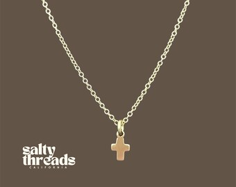 14k Gold Filled Mini Cross Necklace, Religious Pendant, Gold Cross Charm Necklace, Delicate Gold Necklace, Dainty Gold Necklace