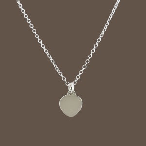 Sterling Silver Mini Heart Tag Necklace, Silver Heart Necklace, Heart Charm Pendant, Love Necklace