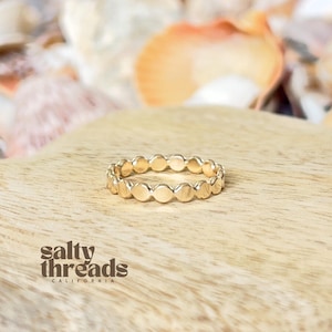 14K Gold Filled Flat Bold Bead Ring, 3mm Wide, Gold Stacking Ring, Simple Solid Gold Filled Stackable, Authentic 14K Gold Filled