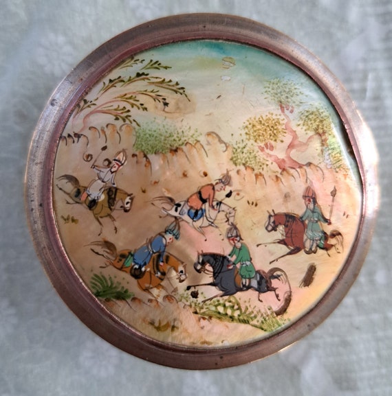 Vintage Jewelry Trinket Box Colorful Handpainted M