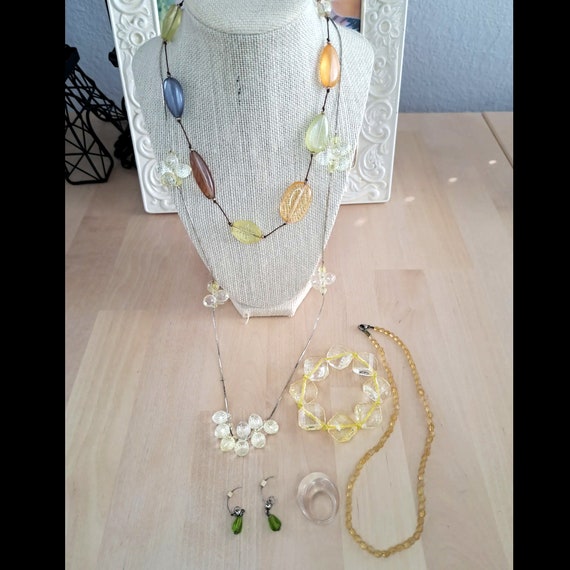 Lucite Vintage Jewelry Lot Clear Translucent Plas… - image 1