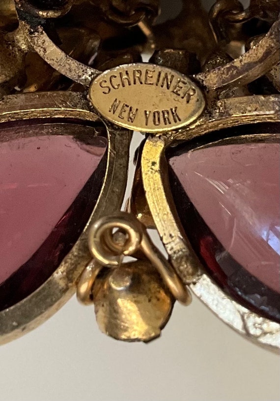 VINTAGE Schreiner,new York, Signed,amethyst Rhinestone