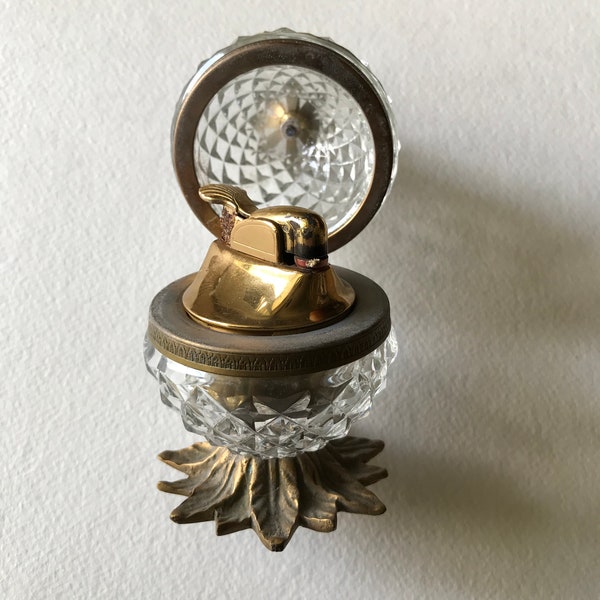Vintage Evans Cut Glass Pineapple Table Lighter Depose France