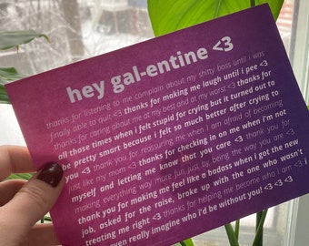 Galentine's Day printable friend card — "hey gal-entine" | Valentine card for your sister, best friend, or female ride-or-die