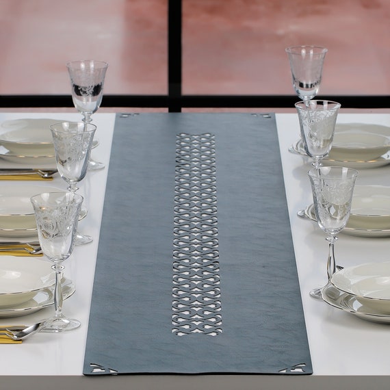 Tischläufer aus Kunstleder, modernes Boho-Dekor, minimalistisches Herzstück