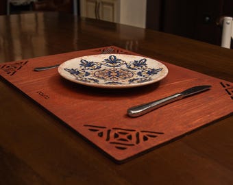 Mantel individual de madera de abedul / Decoración rústica bohemia para cocina (32 x 45 cm)