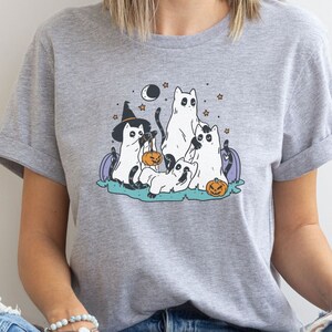 Retro Cat Halloween Tshirt, Ghost Cat Crewneck, Halloween Sweatshirt, Halloween Cat Shirt, Cat Lover Shirt, Black Cat Shirt, Spooky Season
