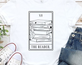 The Reader Tarot Card T-shirt, Book Tarot Card Tee, Bookish Tee Shirt, Book Shirt, Reading T-Shirt, Reader Tarot Card Shirt, Librarian Gift