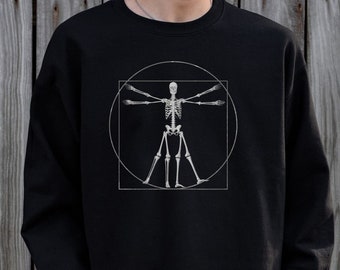 Vitruvian Man Sweatshirt, Skeleton Body System Shirt, Halloween Science Teacher Sweatshirt, Physiotherapist Shirt,Anatomy Graphic Sweatshirt