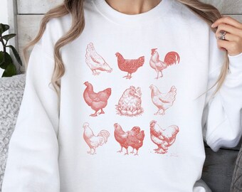 Chicken Sweatshirt, Chicken Lover Gift, Chicken Shirt, Chicken Lover Shirt, Chicken Hoodie, Farm Sweatshirt, Chicken Mom, Chicken Sweater