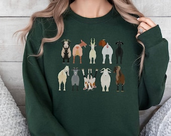 Goat Sweatshirt, Goat Lover Shirt, Cute Goats Crewneck, Farm Animal Shirt, Farmer Girl Shirt, Farm Animal Sweater, Funny Goat Kid Sweatshirt