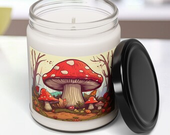 Mushroom Candle, Mushroom Gift Candle, Mushroom Jar Candle, Scented Aroma Candle, Glass Jar Candle, Scented Soy Candle, Cottagecore Candle