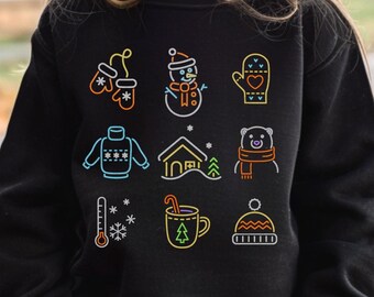 Neon Snowman Christmas Sweatshirt, Kids Holiday Sweater, Neon Winter Sweatshirt, Winter Crewneck, Xmas Gift, Vintage Neon Winter Top