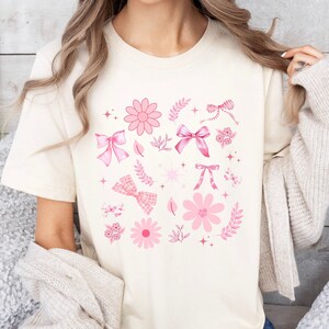 Coquette Bow Shirt - Trendy Coquette Clothing with Feminine Ribbon Design - Pink Bow Tee Shirt - Cute Gift for Mom or Her