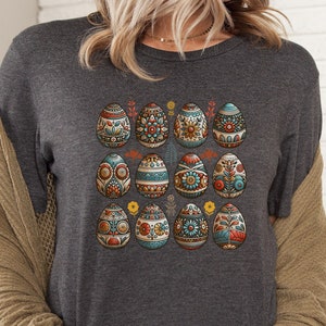 Folk Art Shirt, Scandinavian Folk Art Easter Eggs, Norwegian Folk Art Vintage Shirt, Nordic Art Shirt, Gift for Folk Art Lover,Folk Art Gift