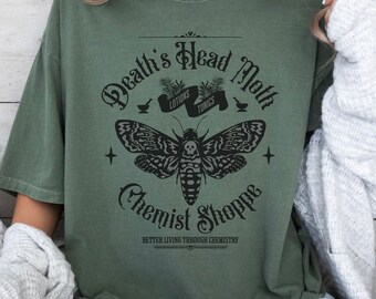 Death's Head Moth Shirt - Dark Academia Moth T-Shirt, Gothic Clothing, Luna Moth Tee, Dark Cottagecore Shirt, Whimsigoth Memento Mori Gift