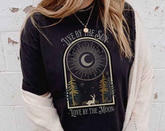 Mystic Moon And Sun Comfort Colors Tee, Mystical Moon Phase Shirt, Live By the Sun Shirt, Boho Celestial Moon Shirt, Spiritual Crewneck Tee