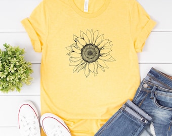 Sunflower Shirt, Floral Tee Shirt, Flower Shirt,Garden Shirt, Womens Fall Shirt, Sunflower Tshirt Sunflower Shirts, Sunshine Tee