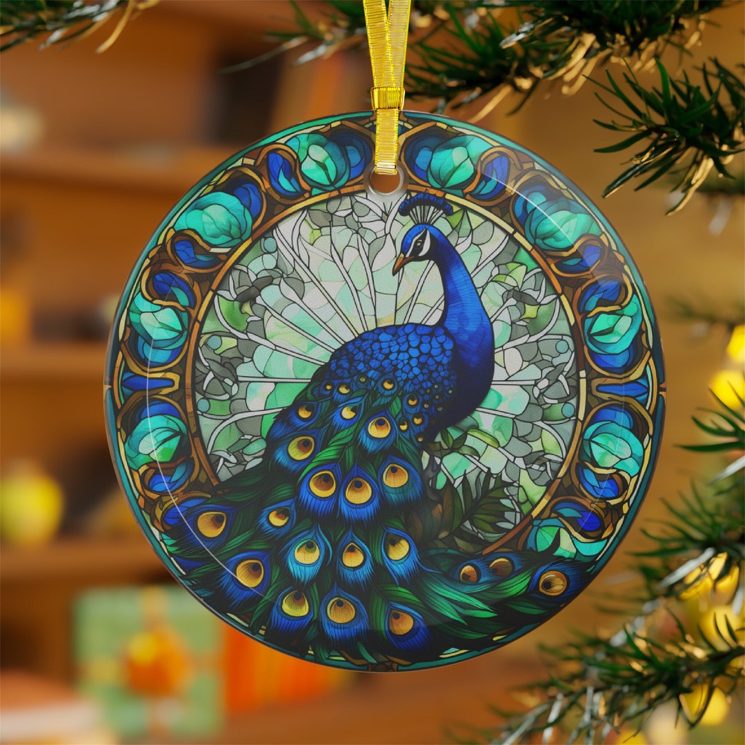 Peacock Christmas Ornament, Peacock Ornament, Christmas Peacock Glass ...