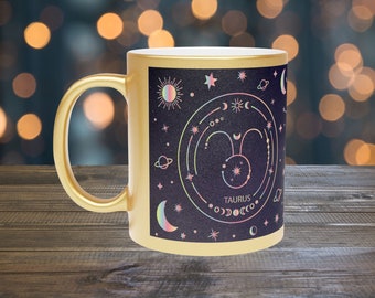 Taurus Coffee Mug, Taurus Zodiac Mug, Celestial Coffee Cup, Astrology Gift Her or Him, Taurus Birth Sign Coffee Cup, Zodiac Gift for Taurus