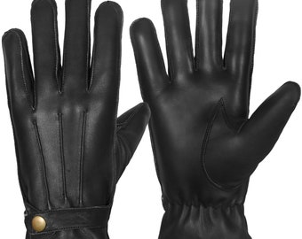 Leather gloves soft feel winter warm outdoor walking new