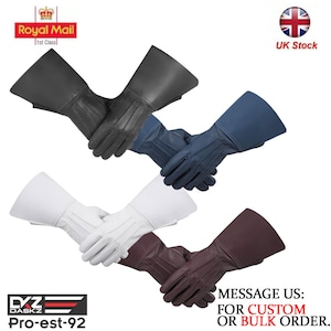 Men&#39;s Long Cuff Gauntlets Gloves Piper Drummer Band Gloves Black / White