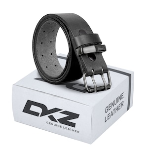 MENS LEATHER BELT double hole black brown  100% Genuine 30&#39;&#39; to 72&#39;&#39; waist sizes