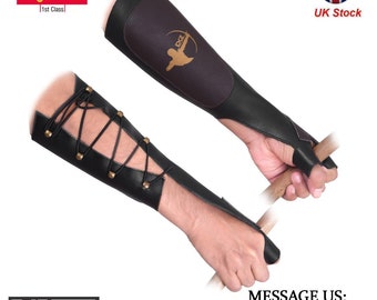 Daskz Leather Archery Arm Guard Protective Forearm Bracer For Shooting Hunting