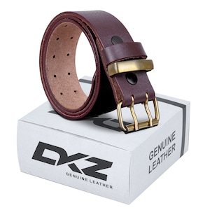 MENS LEATHER BELT double hole black brown  100% Genuine 30&#39;&#39; to 72&#39;&#39; waist sizes