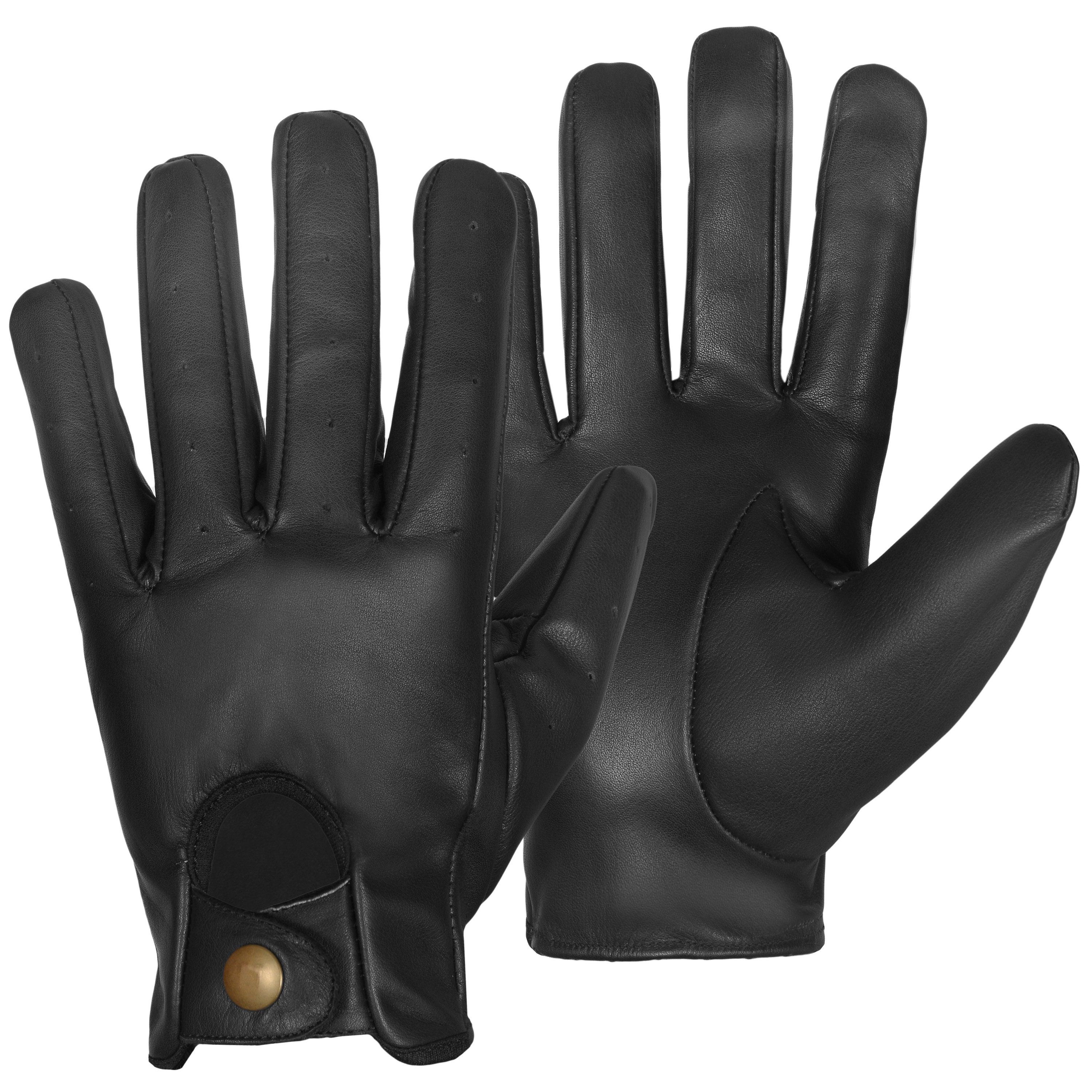 Men's Genuine Lambskin Aniline Leather Driving Gloves - Touchscreen Compatible