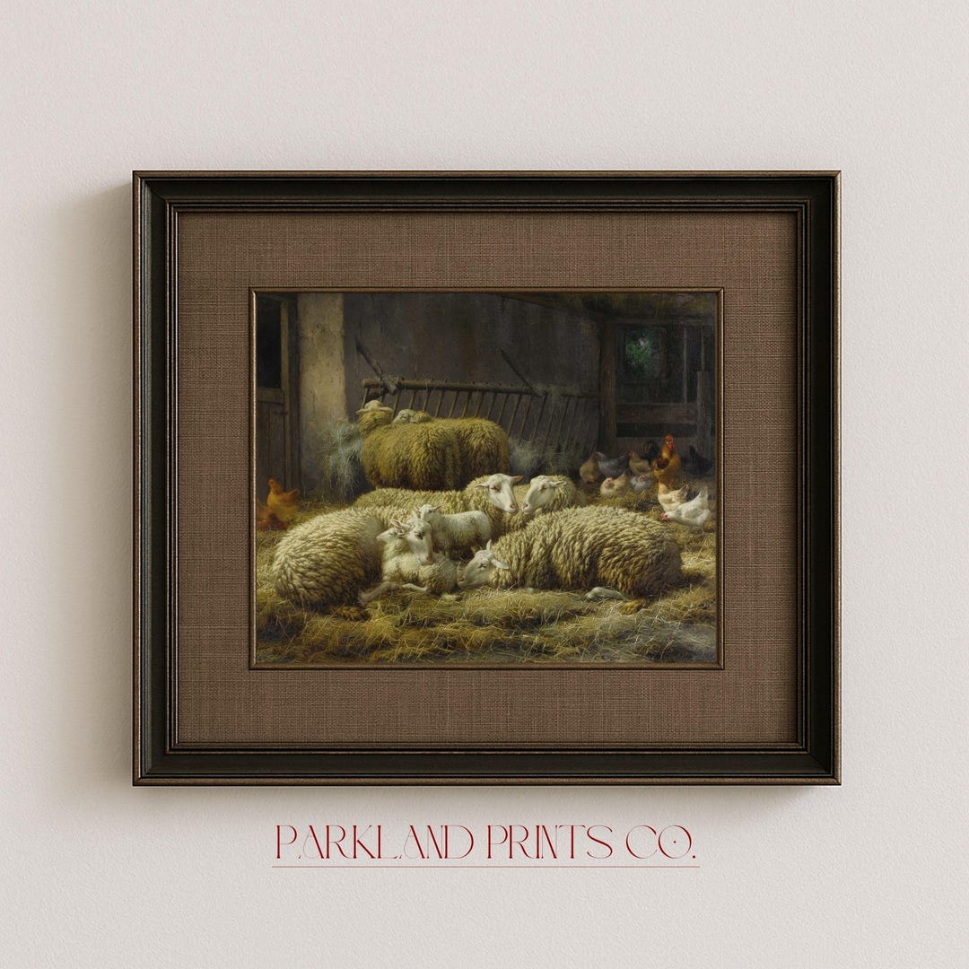 Vintage Sheep Painting | Antique Farmhouse Art Print (digital Download ...