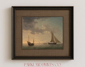 Sailing Ships Art Print | Dutch Golden Age Seascape | Vintage Nautical Wall Art