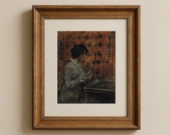 Woman Reading Art Print | Vintage Impressionist Interior Scene