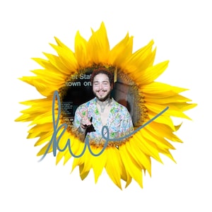 Post Malone sunflower, keychains, coasters, magnets, t-shirt png, svg design for sublimation shirt