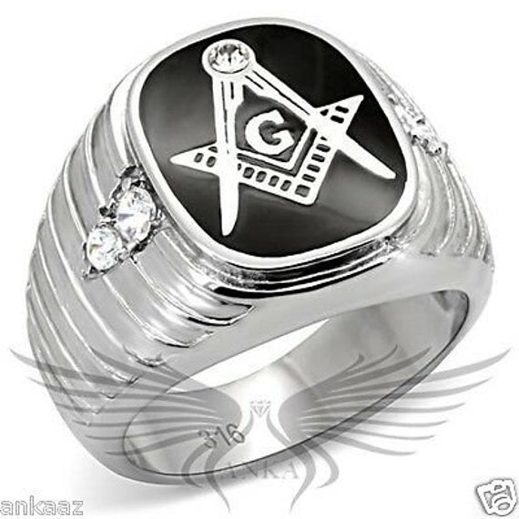 316 MASONIC FREEMASON DIAMOND SIMULATED RING size 8 or Q other sizes avail 316 MASONIC FREEMASON DIAMOND SIMULATED RING size 8 or Q other sizes avail